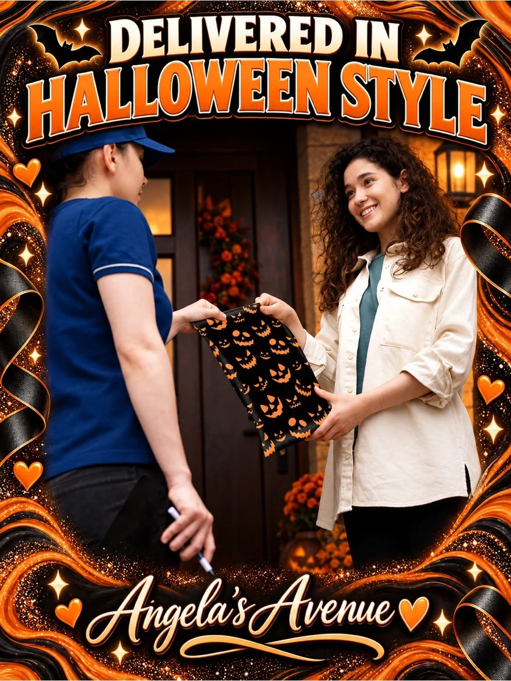 POLY MAILERS HALLOWEEN ORANGE PUMPKIN FACE (25 Pack) SIZE 10 × 13